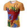 T-shirt Lettre et Cartoon 3D Print Motif col rond manches courtes hommes - multicolore M