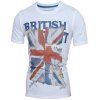 T-shirt col rond Modish Drapeau motif imprimé à manches courtes hommes - Blanc L