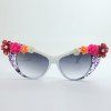 Forme Chic Fleur Agrémentée Cat Eye Sunglasses Women Hot Summer - Blanc 
