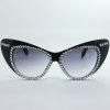 Chic Rhinestone Embellished Hot Summer Women's Black Cat Eye Sunglasses - Noir 
