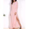 Trendy Col rond Cover-Up Robe à manches longues roses haut Slit femmes - Rose S