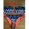 Chic imprimé géométrique Cut Out Bikini Set pour les femmes - Orange S