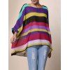 Slash élégant Collier manches 3/4 ample T-shirt de femmes de couleur - multicolore ONE SIZE(FIT SIZE XS TO M)