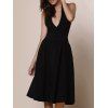 Halter Vintage Pure Color Dress Backless Flare pour les femmes - Noir S