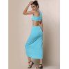 Candy Color Crop Top And Irregular Maxi Two Piece Matching Set - LAKE BLUE M