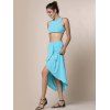 Candy Color Crop Top And Irregular Maxi Two Piece Matching Set - LAKE BLUE L