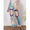 Fashionable Mid-Waisted Printed Loose-Fitting Women's Pants - Vert XL