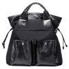 Stylish Double Pocket and Black Color Design Women's Tote Bag - Noir 
