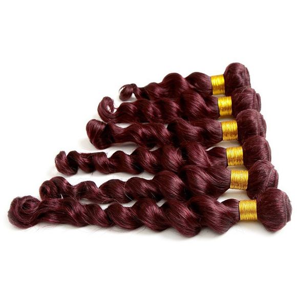 6A Virgin Hair Charme en vrac Vague 1 Piece / Lot Brésilien Human Trame cheveux pour les femmes - Rouge vineux 10INCH