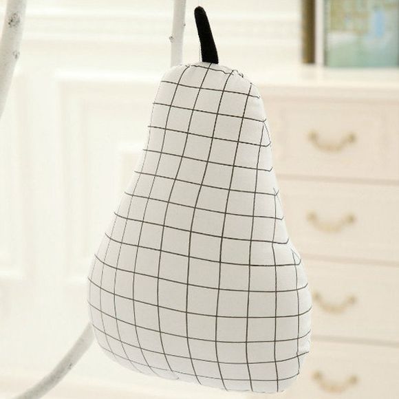 Stylish Simple Design Checked Pattern Pear Shape Pillow For Home Decoration - Blanc 