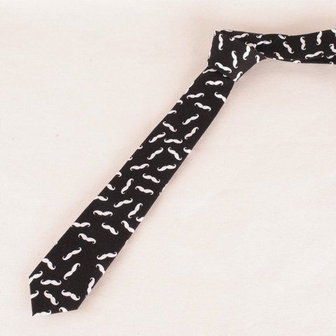 

Stylish Mustaches Pattern 6CM Width Men's Tie, Black