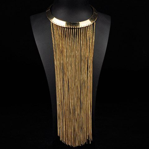 Collier en alliage Tassel Chain Trendy de couleur unie pour les femmes - d'or 