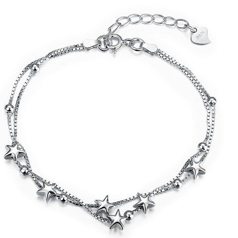 

Charming Multilayered Pentagram Charm Bracelet For Women, Silver
