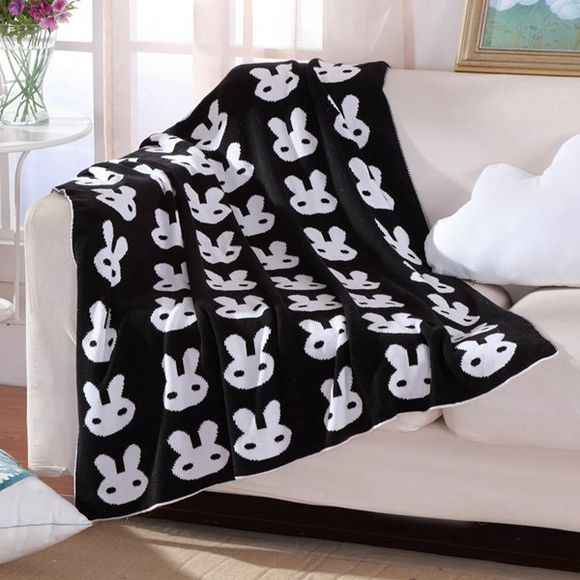 Hot Sale Rabbit Pattern Black White Color Knitted Baby Blanket - Blanc et Noir W51.18INCH*L62.99INCH