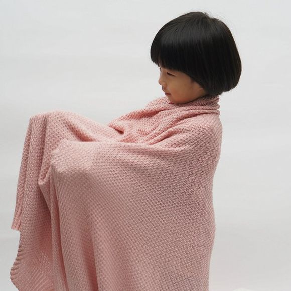 Mode Solide Couleur Coton Tricoté Summer Blanket For Children - Rose 
