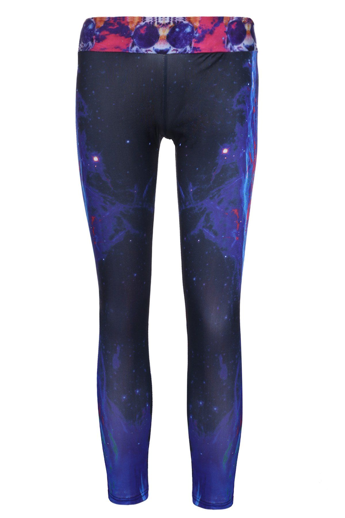 

Stylish Women's Elastic Waist Tiger and Galaxy Printed Yoga Pants, Black