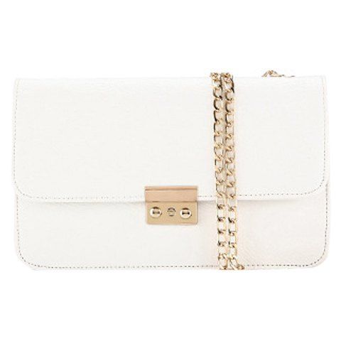 Stylish Chain and Solid Color Design Women's Crossbody Bag - Blanc 