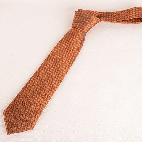 

Stylish Small Checkered Pattern Orange Color 8CM Width Men's Tie