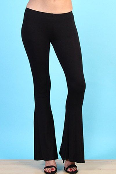 Pantalon taille élastique mode minceur solide Couleur femmes - Noir ONE SIZE(FIT SIZE XS TO M)