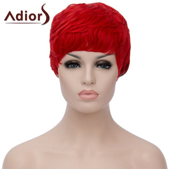 Fluffy Curly Rouge Noir Ombre synthétique Spiffy Ultrashort Adiors cheveux capless Bump perruque pour les femmes - Rouge et Noir 