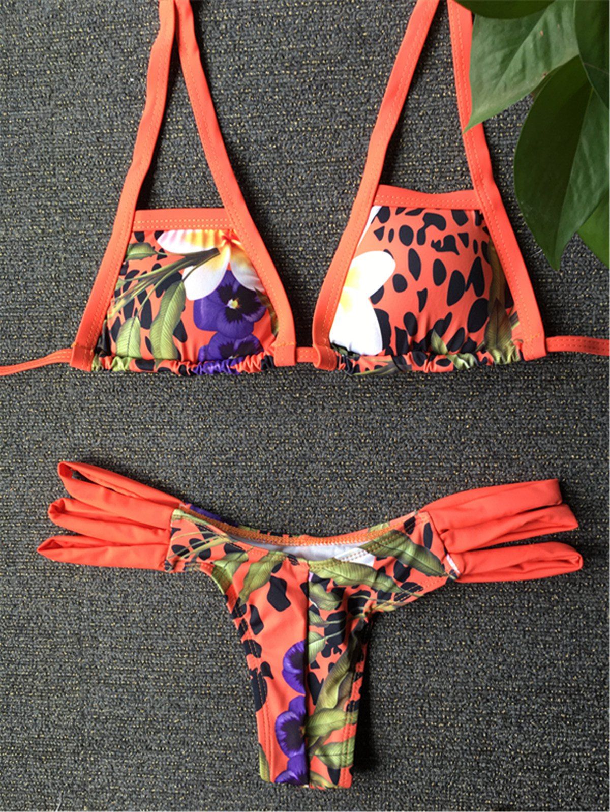 

Fashionable Halter Hollow Out Bikini Set For Women, Colormix