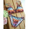 Imprimer Élégant Feather Strappy Abstract Colorful Bikini femmes - multicolore L