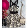 Actif Spaghetti Strap Floral Print évider Dress - Blanc L