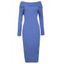 Sexy Off-The-Shoulder Long Sleeve Bodycon Solid Color Women's Dress - BLUE S