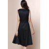Summer Vintage Turn-Down Collar Sleeveless Bowknot Embellished Rockabilly Style Midi Dress - BLACK S