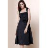 Summer Vintage Turn-Down Collar Sleeveless Bowknot Embellished Rockabilly Style Midi Dress - BLACK M
