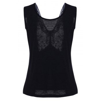 

Casual Women' U Neck Crochet Tank Top, Black