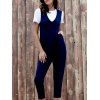 Chic sans manches Plongeant cou massif Jumpsuit Colorions Pocket Design Femmes - Bleu profond L