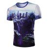 L'automne de la Ville 3D Imprimer Col Rond Manches Courtes T-shirt pour Hommes - multicolore M
