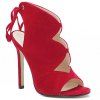 Party Hollow Out and Stiletto Heel Design Women's Sandals - Rouge 37