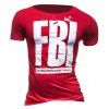 T-shirt col rond FBI lettre imprimée à manches courtes hommes - Rouge 2XL