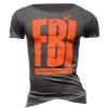 Round Neck FBI Letter Printed Short Sleeve Men's T-Shirt - gris foncé M