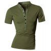 Épissées conception de stands Boutons de col T-shirt à manches courtes pour homme - Vert Armée 2XL