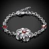Superbe strass Fleur Bracelet chaîne pour les femmes - Rouge 