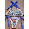 Halter Floral Print de Séduisante femmes Crochet Bikini Set - Bleu M
