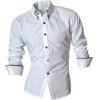 Chemise Manches Longues à Col Rabattu avec Boutons Design Épissure à Rayures pour Hommes - Blanc M