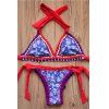 Crochet Bikini Set Séduisante Halter Floral Print Lace-Up femmes - Rouge S