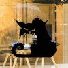 Autocollant Mural Motif Chat Noir pour Décoration Chambre Salon - Noir 