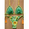 Séduisante Tournesol à lacets Crochet Halter Bikini Set pour les femmes - Vert S