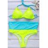 Halter Color Block Bikini Set Rafraîchissant femmes - Vert L