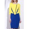 Elegant 3/4 Sleeve Square Neck Zippered Color Block Women's Dress - Jaune L