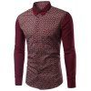 Motif Paisley Turn-Down Collar manches longues hommes  's Shirt - Rouge vineux 3XL