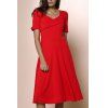 Pure Color Sweetheart Neck 1/2 Sleeve Dress For Women - RED 2XL