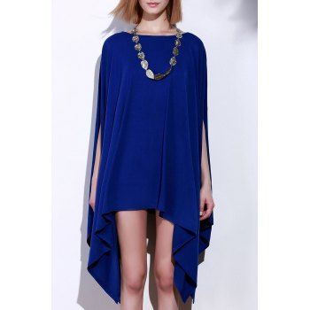 

Handkerchief Plus Size Caped Top with Batwing Sleeve, Blue