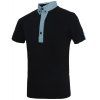 Manches courtes Turn Down Collar T-shirt pour les hommes Splicing - Noir M