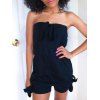 Combishort à épaules Dénudées avec Noeud Noué à Taille élastique pour Femme - Noir S